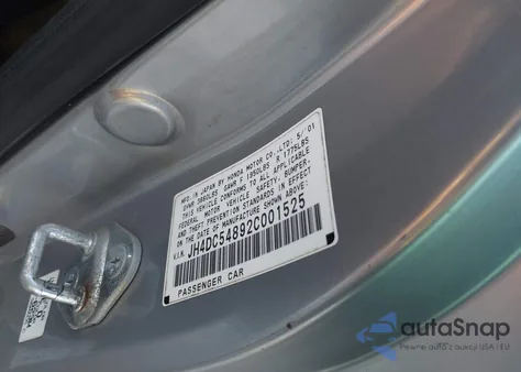 2002 Acura Rsx from USA, damaged, VIN JH4DC54892C001525